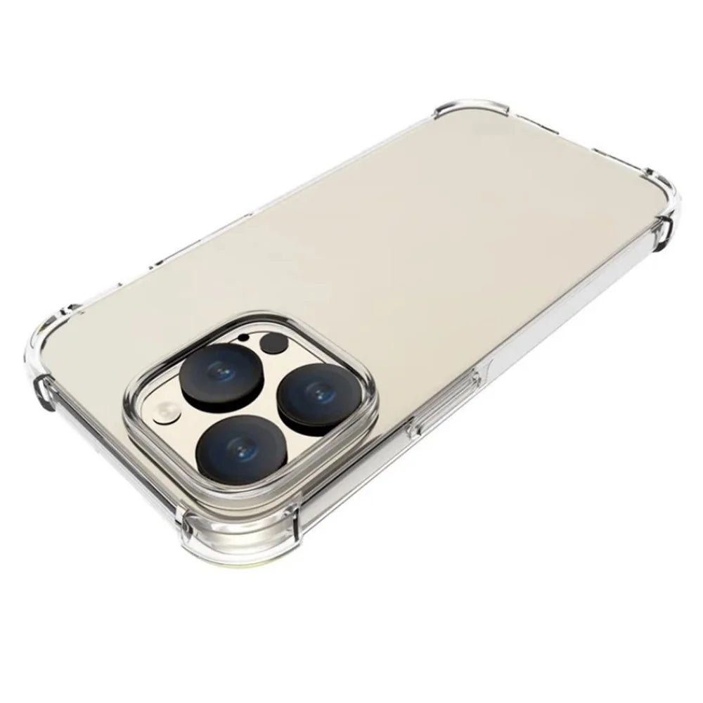WANLONFENG For iPhone 15 Pro Back Cover  TM Series 2.0mm Clear TPU Phone Case (Big Lens Hole) - Transparent - 3