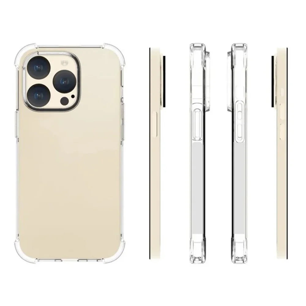 WANLONFENG For iPhone 15 Pro Back Cover  TM Series 2.0mm Clear TPU Phone Case (Big Lens Hole) - Transparent - 5