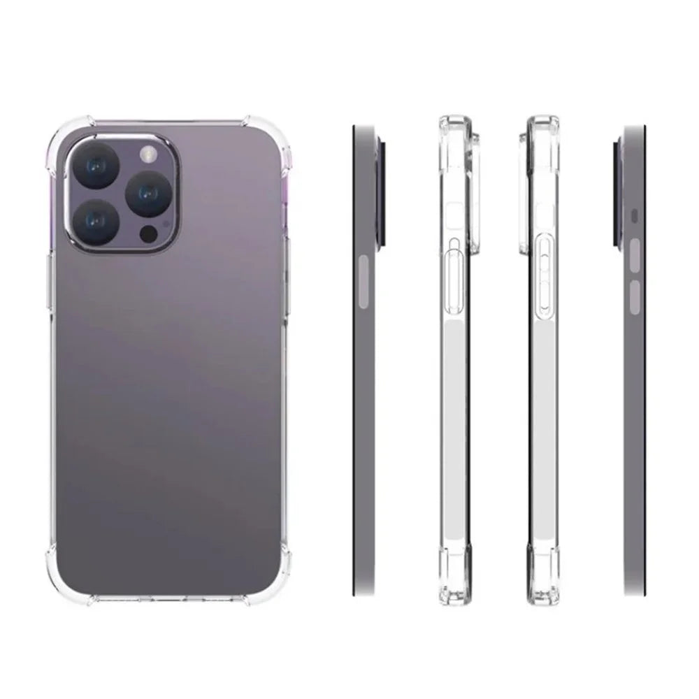 WANLONFENG For iPhone 15 Pro Max Back Cover  TM Series 2.0mm Clear TPU Phone Case (Big Lens Hole) - Transparent - 5