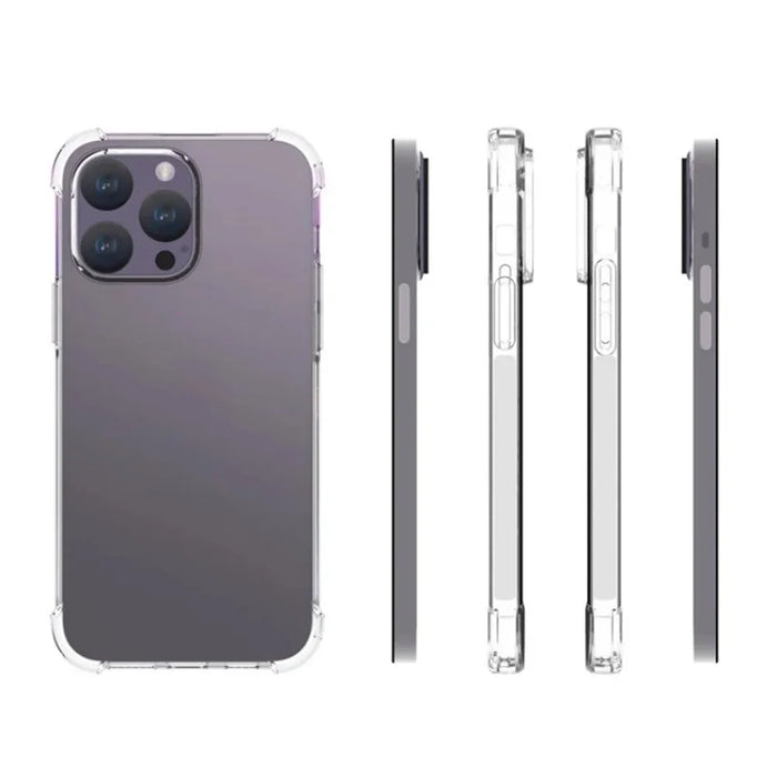 WANLONFENG For iPhone 15 Pro Max Back Cover  TM Series 2.0mm Clear TPU Phone Case (Big Lens Hole) - Transparent - 5