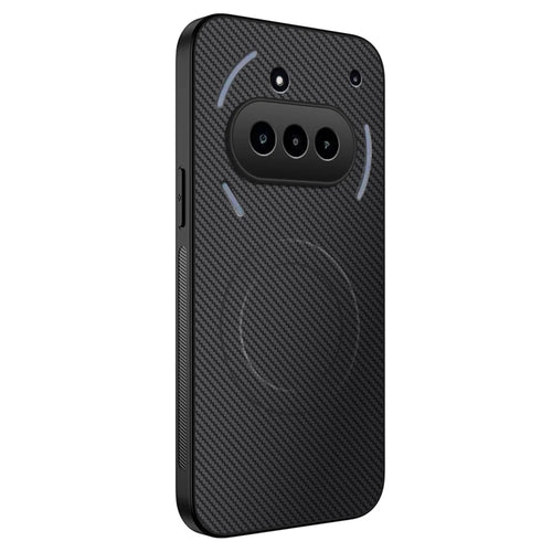 WANLONFENG For Nothing Phone (3a) Magnetic Case  TQ Series Carbon Fiber Texture PC TPU Phone Cover - Black - 1