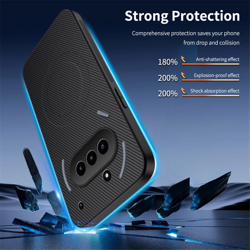 WANLONFENG For Nothing Phone (3a) Magnetic Case  TQ Series Carbon Fiber Texture PC TPU Phone Cover - Black - 2