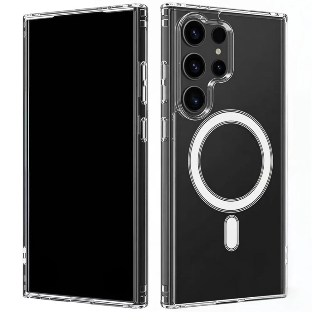 WANLONFENG For Samsung Galaxy S24 Ultra Clear Magnetic Case  LM2 Series Phone Cover (Big Lens Hole) - Transparent - 1