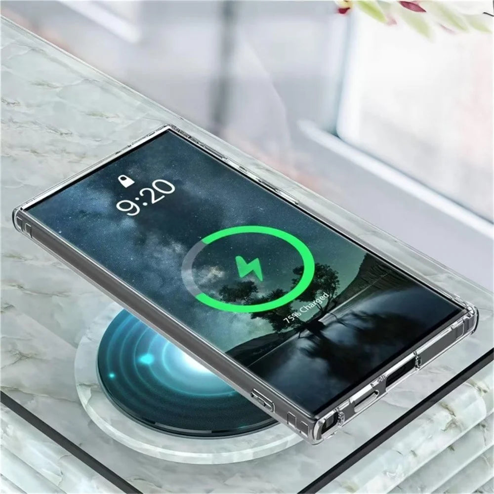 WANLONFENG For Samsung Galaxy S23 Ultra Clear Magnetic Case  LM2 Series Phone Cover (Big Lens Hole) - Transparent - 4