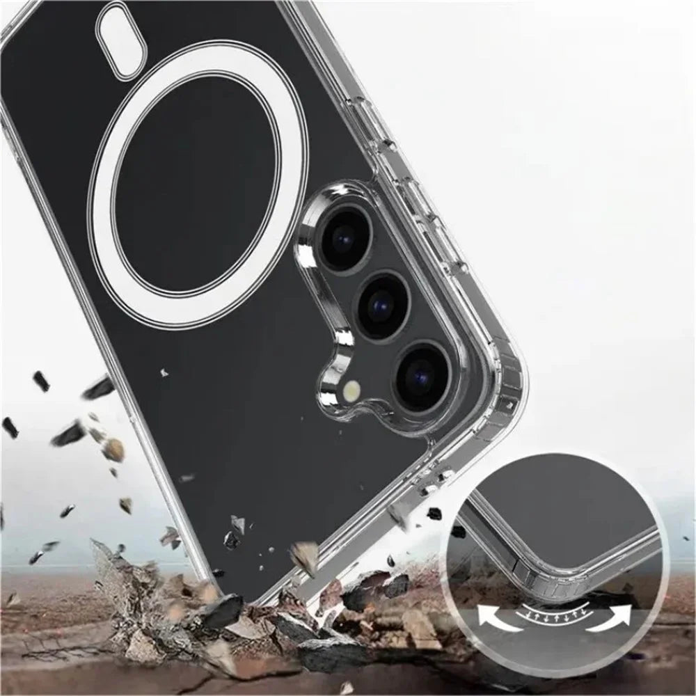 WANLONFENG For Samsung Galaxy S25+ Clear Magnetic Case  LM2 Series Phone Cover (Big Lens Hole) - Transparent - 3