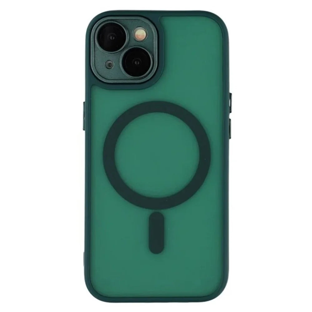 WANLONFENG For iPhone 14 Plus Case Compatible with MagSafe  QB Series PC TPU Phone Cover with Screen Film - Dark Green - 2