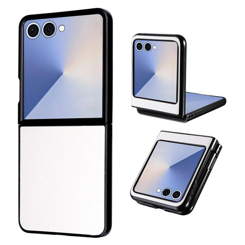 For Samsung Galaxy Z Flip7 5G Case Litchi Texture Leather + Hard PC Phone Cover - White - 1