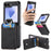 For Samsung Galaxy Z Flip5 5G Case Card Holder Kickstand Retro Texture Leather Back Cover - Black - 1