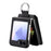 For Samsung Galaxy Z Flip5 5G Case Card Holder Kickstand Retro Texture Leather Back Cover - Black - 4