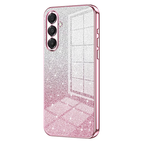 For Samsung Galaxy A18 5G / A18 4G / A17 5G / A17 4G Case Electroplating Gradient Glitter TPU Phone Cover - Pink - 1