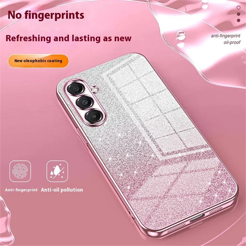 For Samsung Galaxy A18 5G / A18 4G / A17 5G / A17 4G Case Electroplating Gradient Glitter TPU Phone Cover - Pink - 3