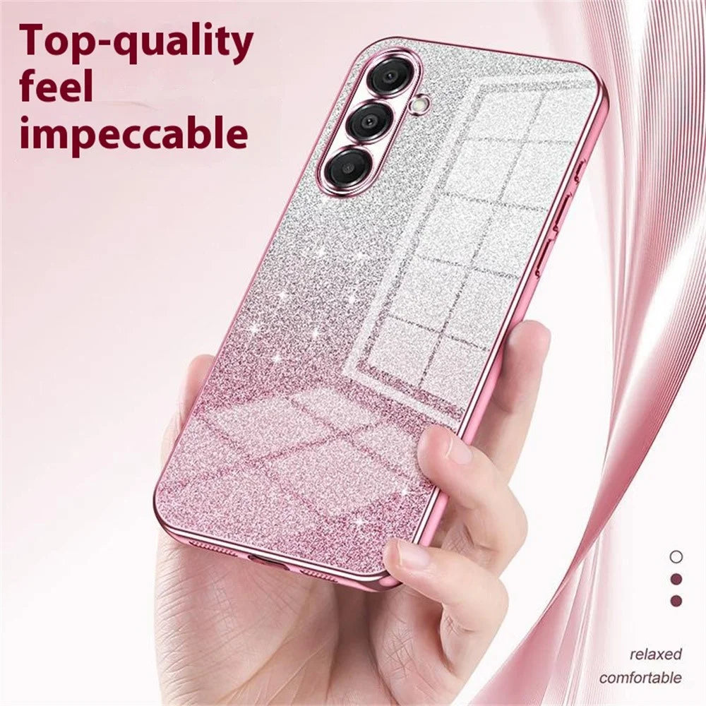 For Samsung Galaxy A18 5G / A18 4G / A17 5G / A17 4G Case Electroplating Gradient Glitter TPU Phone Cover - Pink - 4
