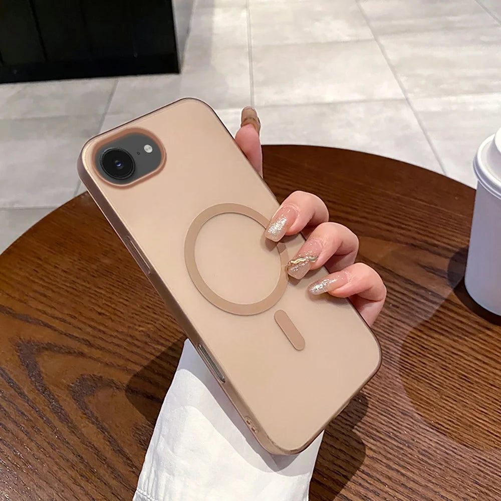 For iPhone 17e / 16e Case Compatible with MagSafe Precise Cutouts Matte PC Phone Cover - Desert Gold - 2