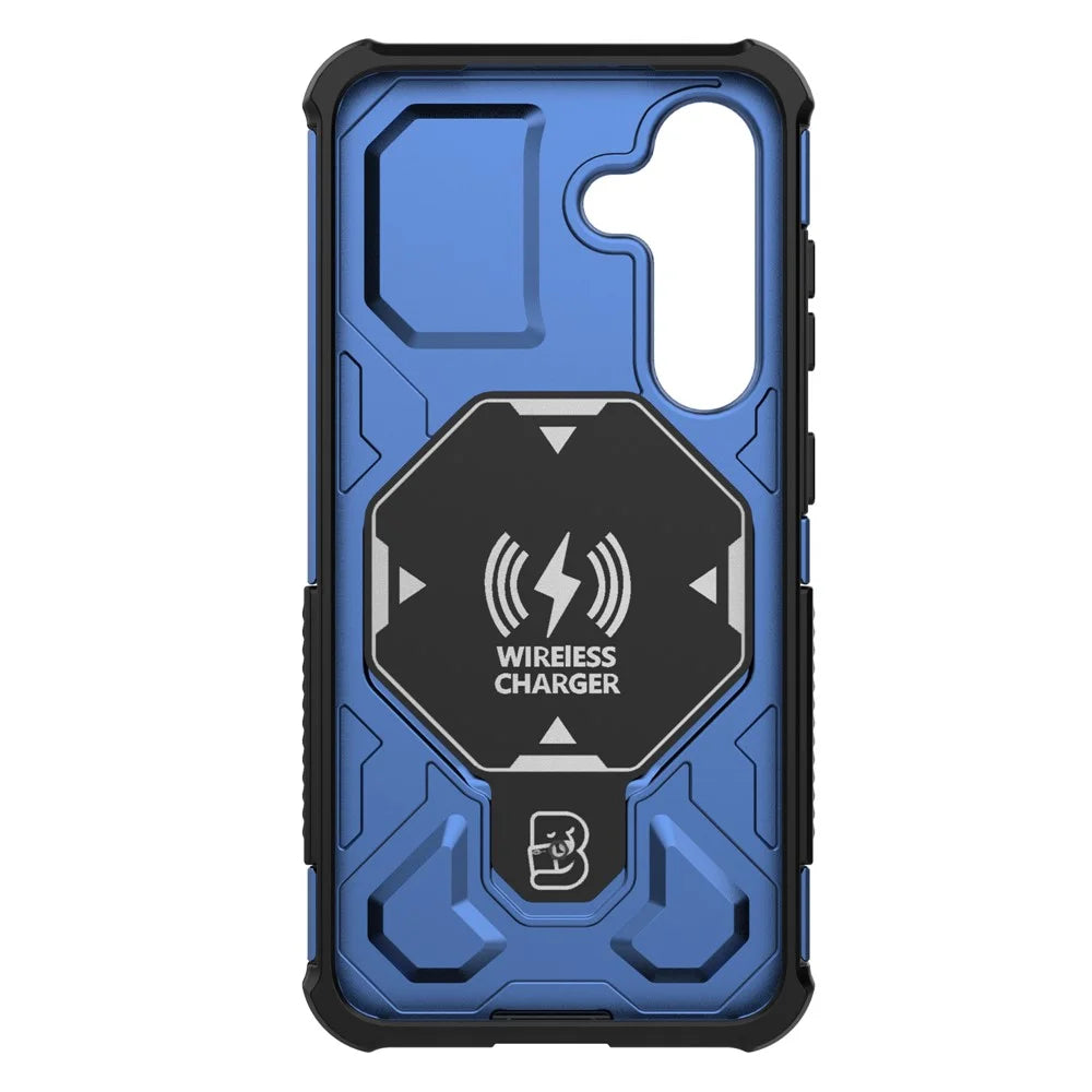 For Samsung Galaxy S25 Magnetic Case Rotating Metal Kickstand PC + TPU Phone Back Cover - Dark Blue - 4