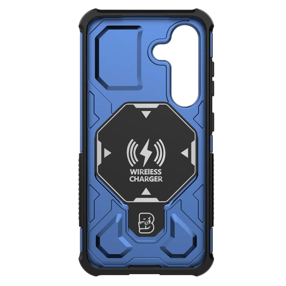For Samsung Galaxy S25+ Magnetic Case Rotating Metal Kickstand PC + TPU Phone Back Cover - Dark Blue - 4