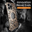 For iPhone 15 Pro Bumper Case Alloy Metal Borderless Back Cover with Magnetic Kickstand - Desert Gold - 3