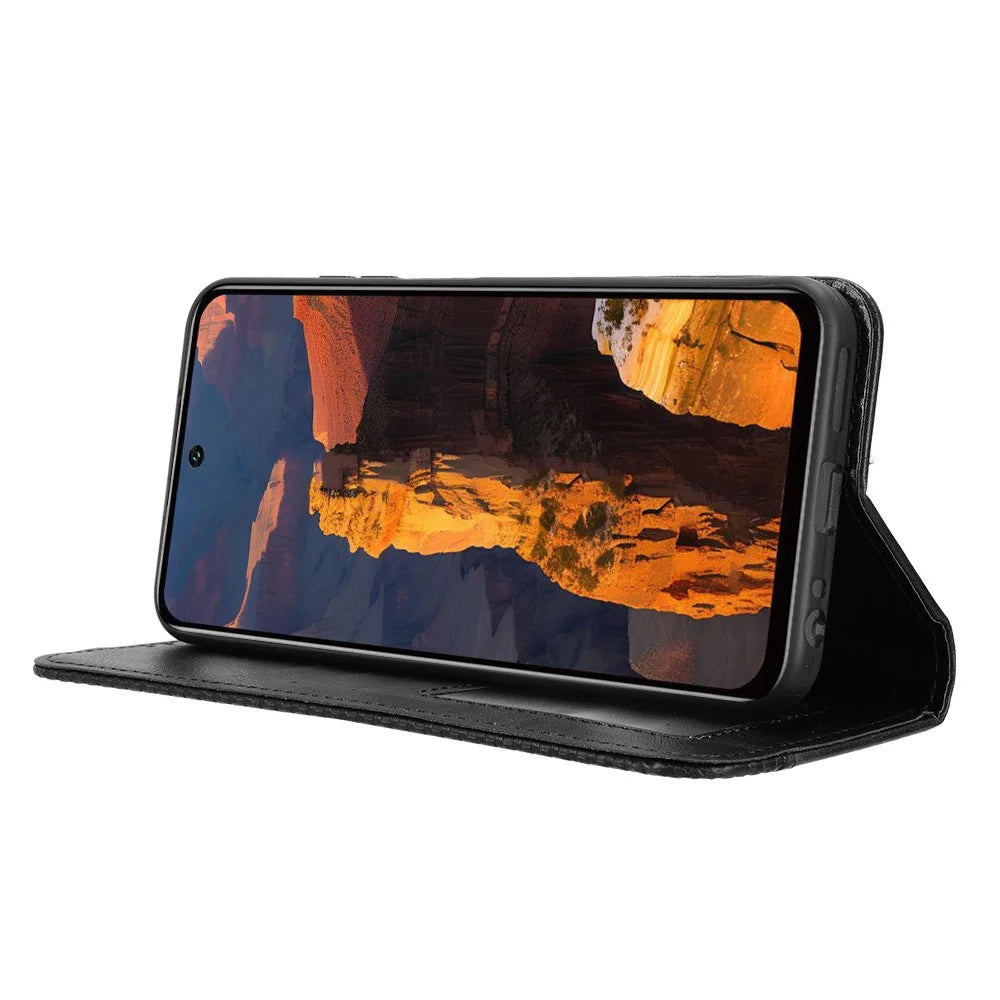 For itel A95 5G Leather Case Wallet Stand Retro Texture Phone Cover - Black - 3