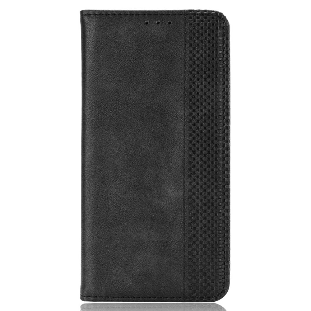 For itel A95 5G Leather Case Wallet Stand Retro Texture Phone Cover - Black - 6