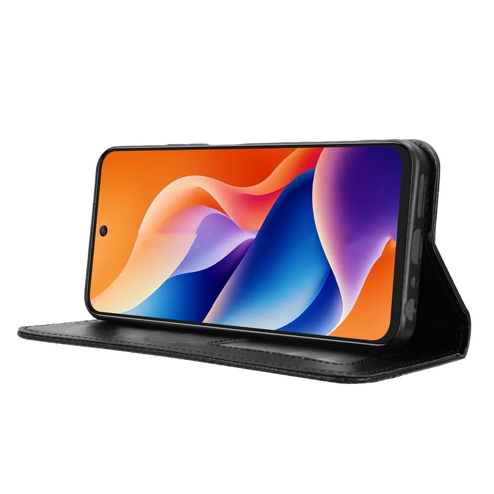 For TCL 605 4G / 60 SE Leather Case Wallet Stand Retro Texture Phone Cover - Black - 3