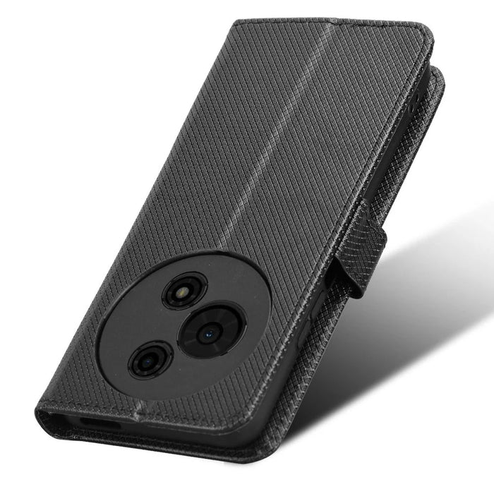 For TCL 605 4G / 60 SE Leather Wallet Case with Strap Diamond Texture Phone Cover - Black - 5