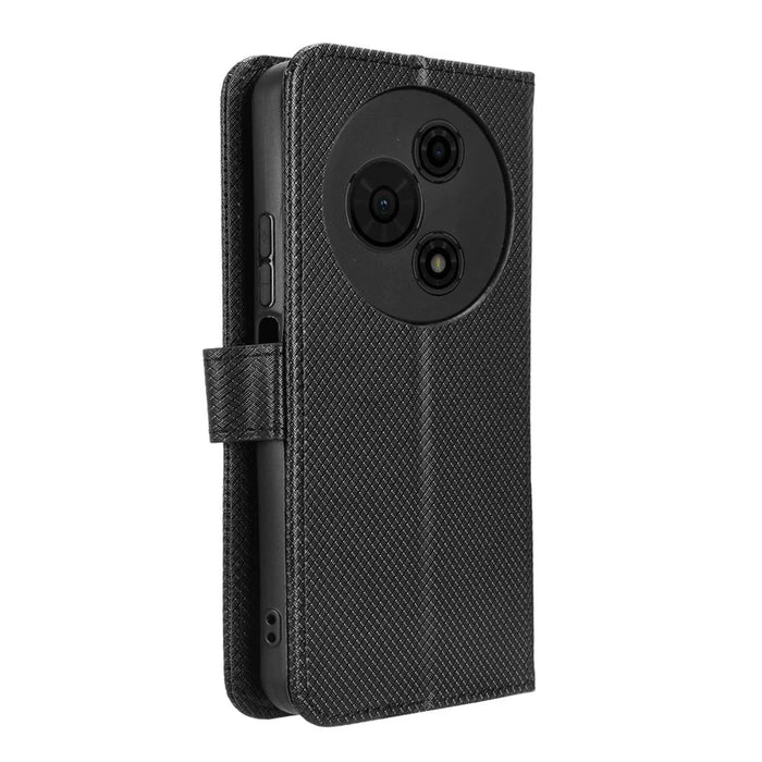 For TCL 605 4G / 60 SE Leather Wallet Case with Strap Diamond Texture Phone Cover - Black - 7