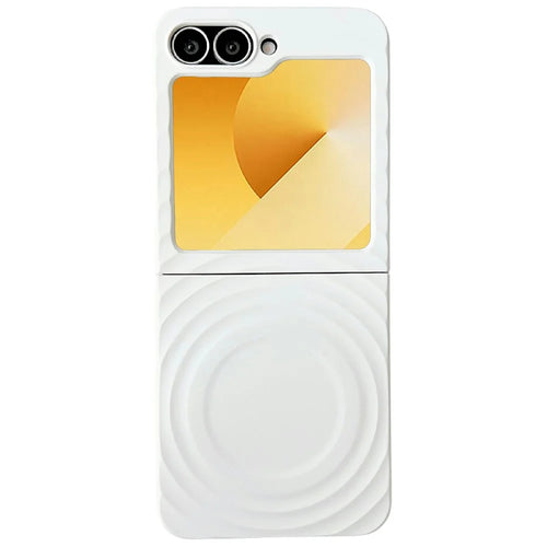 For Samsung Galaxy Z Flip7 FE 5G / Z Flip6 5G / Flip5 5G Magnetic Case Skin-Touch Wave Texture Hard PC Phone Cover - White - 1