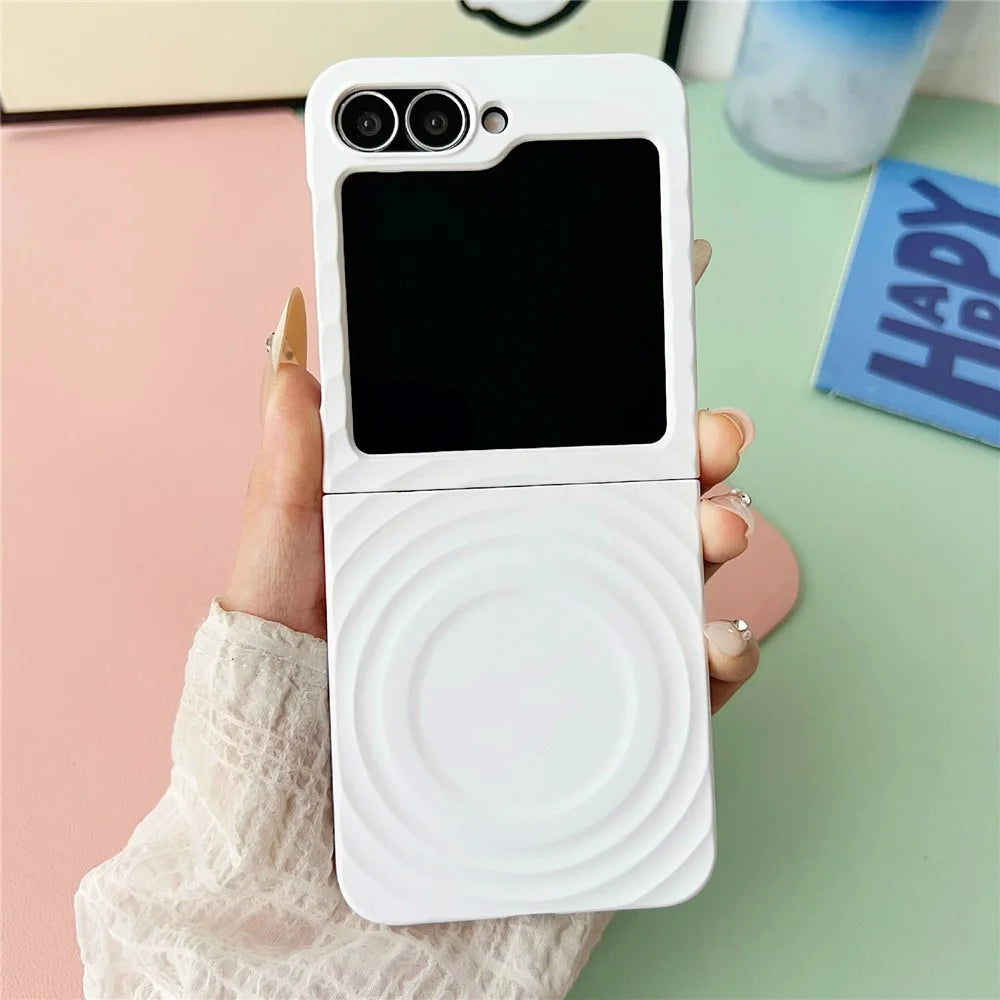 For Samsung Galaxy Z Flip7 FE 5G / Z Flip6 5G / Flip5 5G Magnetic Case Skin-Touch Wave Texture Hard PC Phone Cover - White - 2