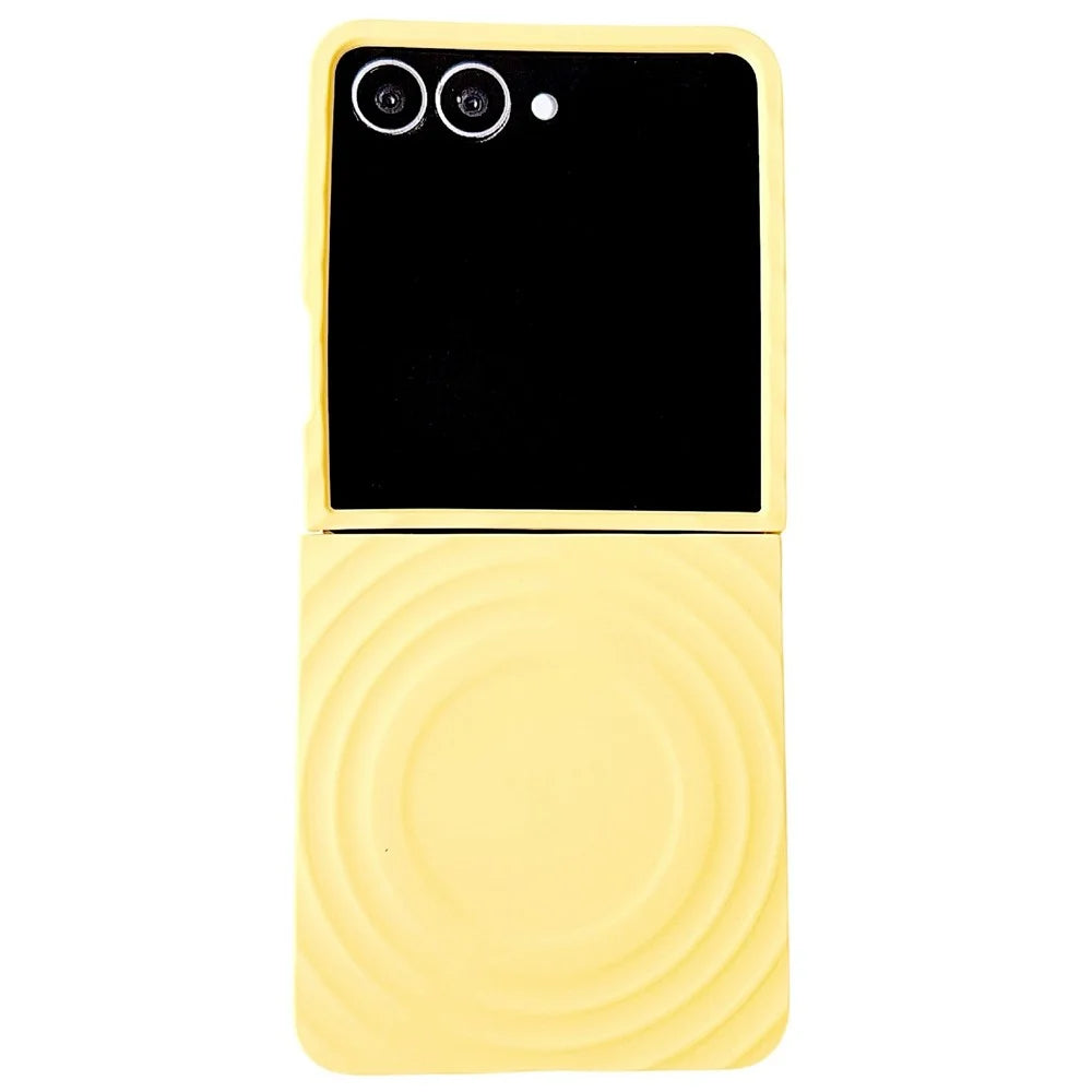For Samsung Galaxy Z Flip7 5G Magnetic Case Skin-Touch Wave Texture Hard PC Phone Cover - Yellow - 1