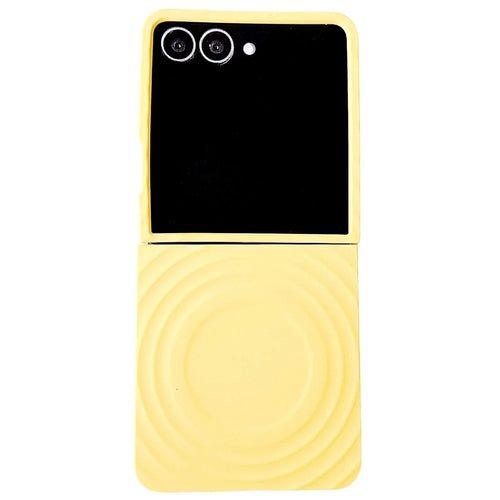 For Samsung Galaxy Z Flip7 5G Magnetic Case Skin-Touch Wave Texture Hard PC Phone Cover - Yellow - 1