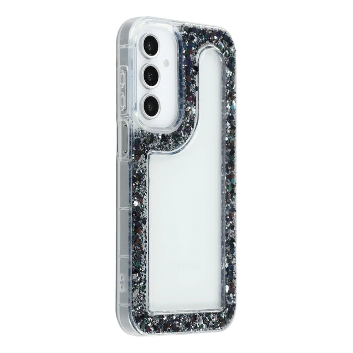 For Samsung Galaxy A16 4G / 5G Case Glitter Epoxy Soft TPU Clear Back Cover - Black - 1