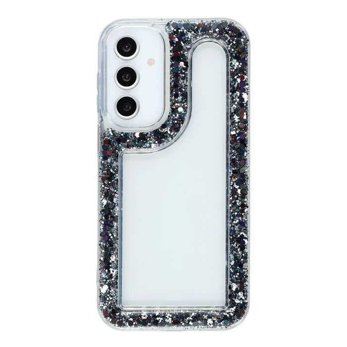 For Samsung Galaxy A16 4G / 5G Case Glitter Epoxy Soft TPU Clear Back Cover - Black - 3