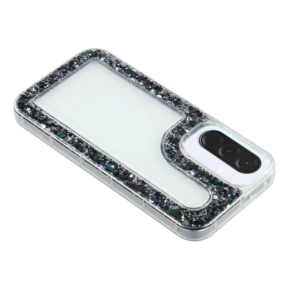 For Samsung Galaxy A56 5G Case Glitter Epoxy Soft TPU Clear Back Cover - Black - 3