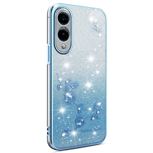 KADEM For Samsung Galaxy S25 Edge Case Flower TPU Flexible Gradient Phone Cover - Blue - 1