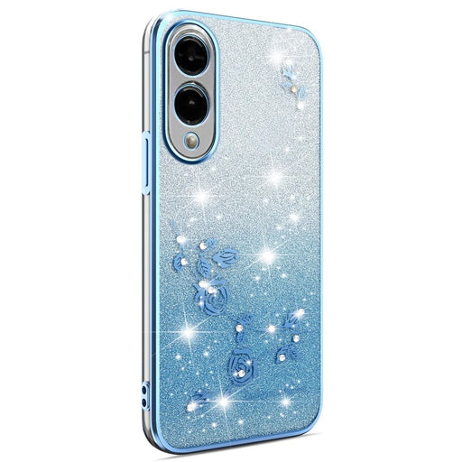 KADEM For Samsung Galaxy S25 Edge Case Flower TPU Flexible Gradient Phone Cover - Blue - 1