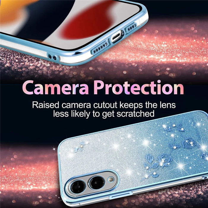KADEM For Samsung Galaxy S25 Edge Case Flower TPU Flexible Gradient Phone Cover - Blue - 5