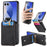 For Samsung Galaxy Z Flip7 5G Case Card Holder Kickstand Retro Texture Leather Back Cover - Black - 1