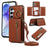 For Samsung Galaxy A16 4G Leather Back Cover Zipper Wallet Kickstand Phone Case with Shoulder Strap - Brown - 1