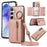 For Samsung Galaxy A26 5G Leather Back Cover Zipper Wallet Kickstand Phone Case with Shoulder Strap - Pink - 1