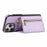 For iPhone 16 Pro Leather Back Cover Zipper Wallet Kickstand Phone Case with Shoulder Strap - Purple - 2