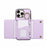 For iPhone 16 Pro Leather Back Cover Zipper Wallet Kickstand Phone Case with Shoulder Strap - Purple - 4