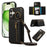 For iPhone 16 Leather Back Cover Zipper Wallet Kickstand Phone Case with Shoulder Strap - Black - 1