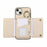 For iPhone 15 Leather Back Cover Zipper Wallet Kickstand Phone Case with Shoulder Strap - Beige - 2