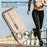 For iPhone 15 Leather Back Cover Zipper Wallet Kickstand Phone Case with Shoulder Strap - Beige - 6