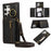 For Samsung Galaxy S25 Ultra Leather Back Cover Zipper Wallet Kickstand Phone Case with Shoulder Strap - Black - 1
