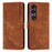 Stand Case for Sony Xperia 1 VII Imprinted Lines Leather Phone Cover - Brown - 1