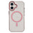 For iPhone 16 Case Compatible with MagSafe PC + TPU Clear Phone Cover with Diamond Texture Lens Frame - Pink - 1