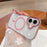 For iPhone 16 Case Compatible with MagSafe PC + TPU Clear Phone Cover with Diamond Texture Lens Frame - Pink - 2