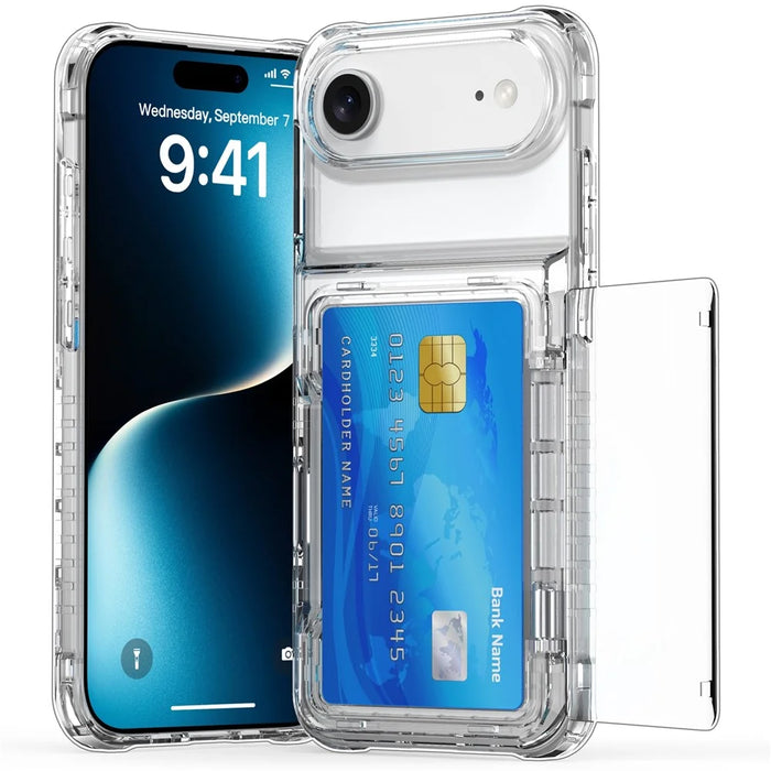 For iPhone Air Clear Case PC + TPU Phone Cover Card Holder Kickstand - Transparent - 2
