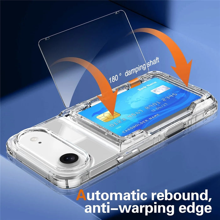 For iPhone Air Clear Case PC + TPU Phone Cover Card Holder Kickstand - Transparent - 4