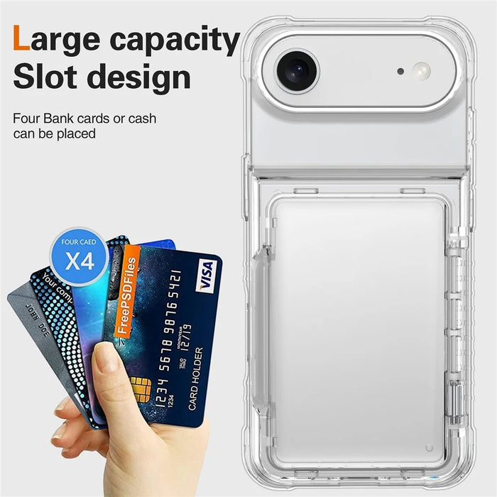 For iPhone Air Clear Case PC + TPU Phone Cover Card Holder Kickstand - Transparent - 5